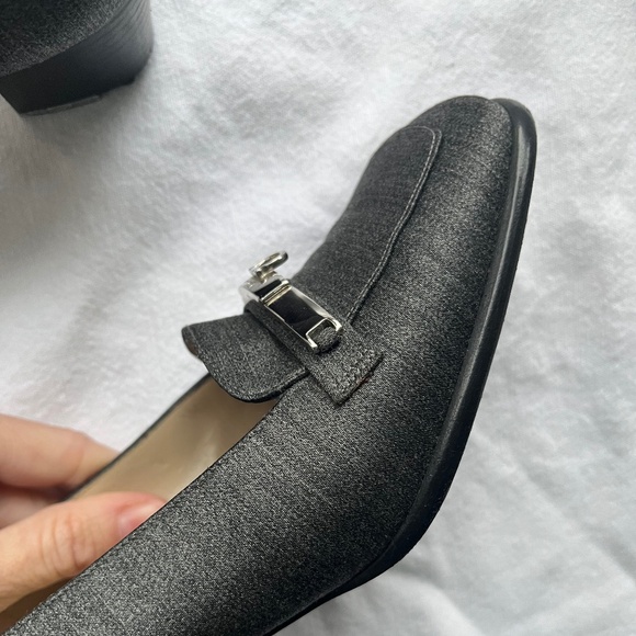 Salvatore Ferragamo Vintage Silk Gray / Silver Women's Loafers, 4 - Picture 13 of 15